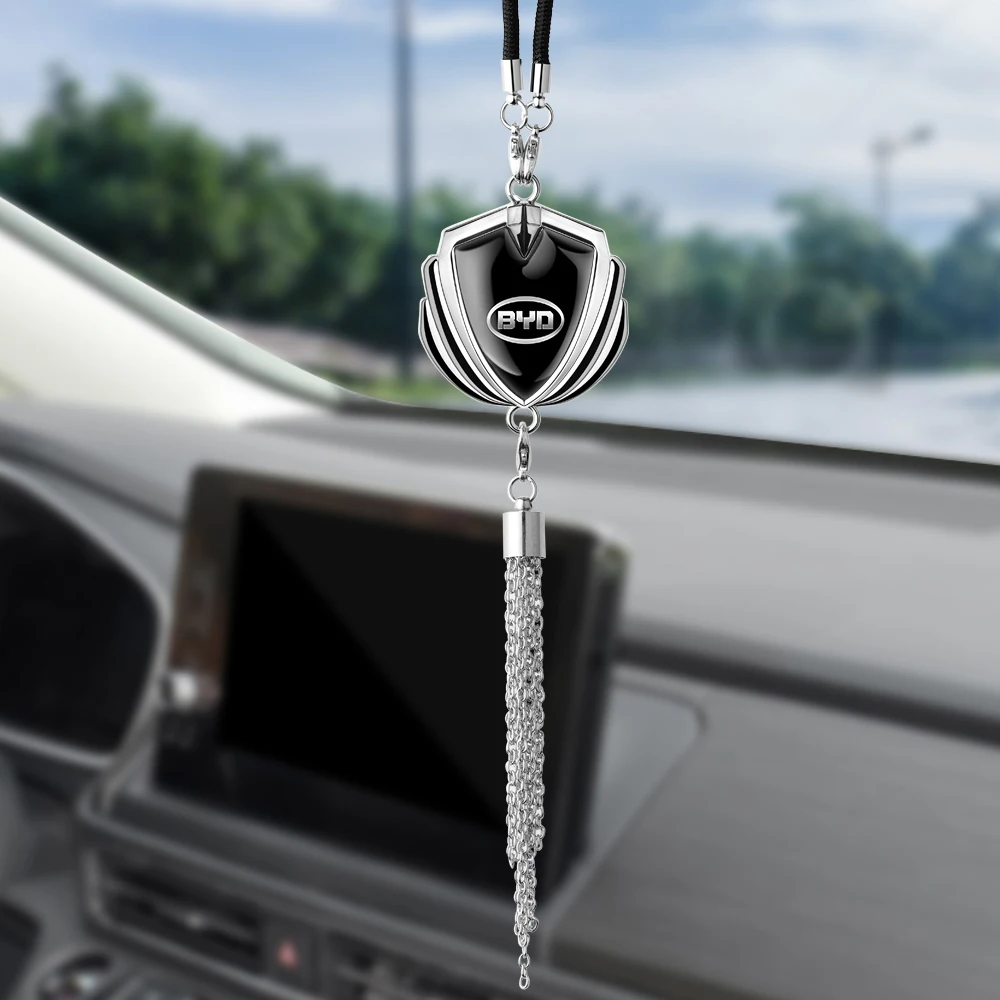 Car Rearview Mirror Pendants Auto Emblem Hanging Ornament Accessorie For BYD Atto 3 Yuan Plus Song Plus Seal Dolphin Shark EV F3