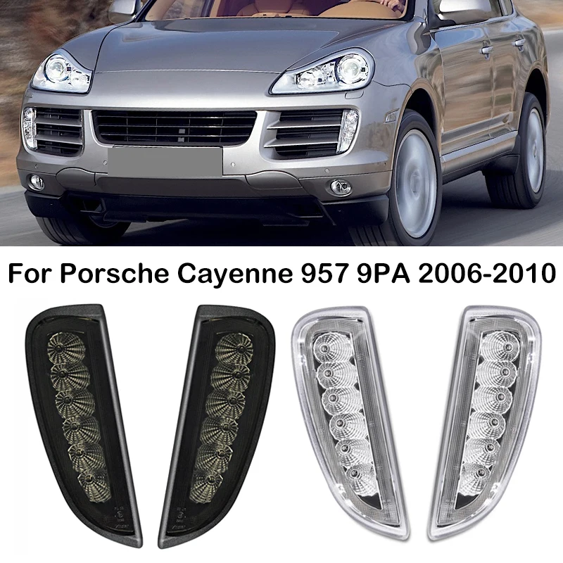 For Porsche Cayenne 957 9PA 2006-2010 1 Pair LED Car Front Bumper DRL Daytime Running Light Turn Signal Lamp Fog Light Foglights