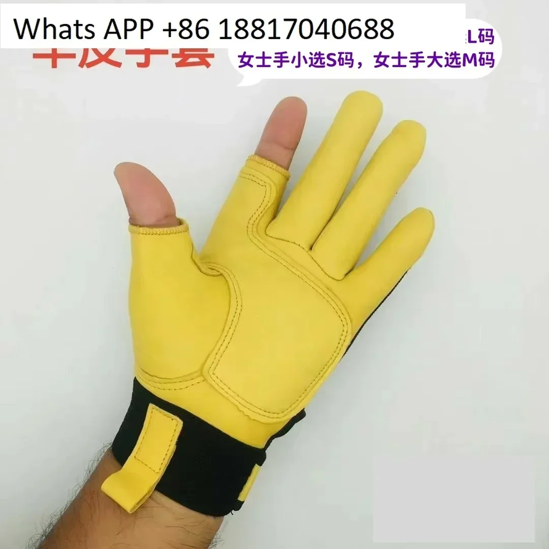 

Rope Sheepskin Gloves Open Fingers Caving Cliff Downhill Mountaineering Aerial Work Rock Climbing Cycling Fishing