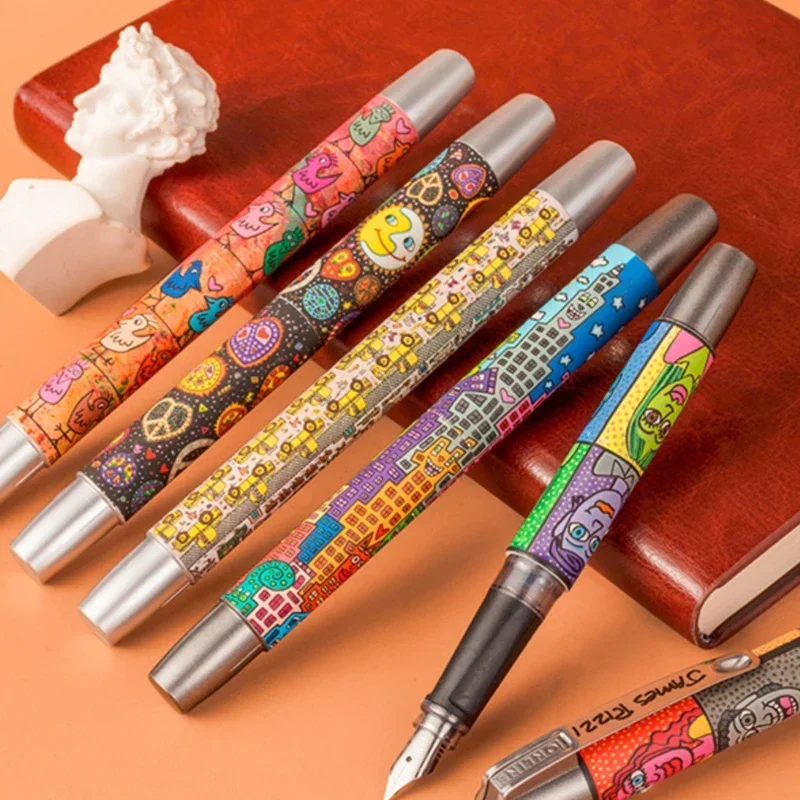 ONLINE Creative JamesRizzi Fountain Pen Personality Fashion Art Smooth Writing Resin Business Christmas Birthday Gift Smile Pen