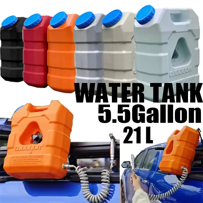 21L Fuel Tank Water Container with Spigot PE Water Storage Carrier Portable Car Mounted Bucket For Hiking Picnic Camping