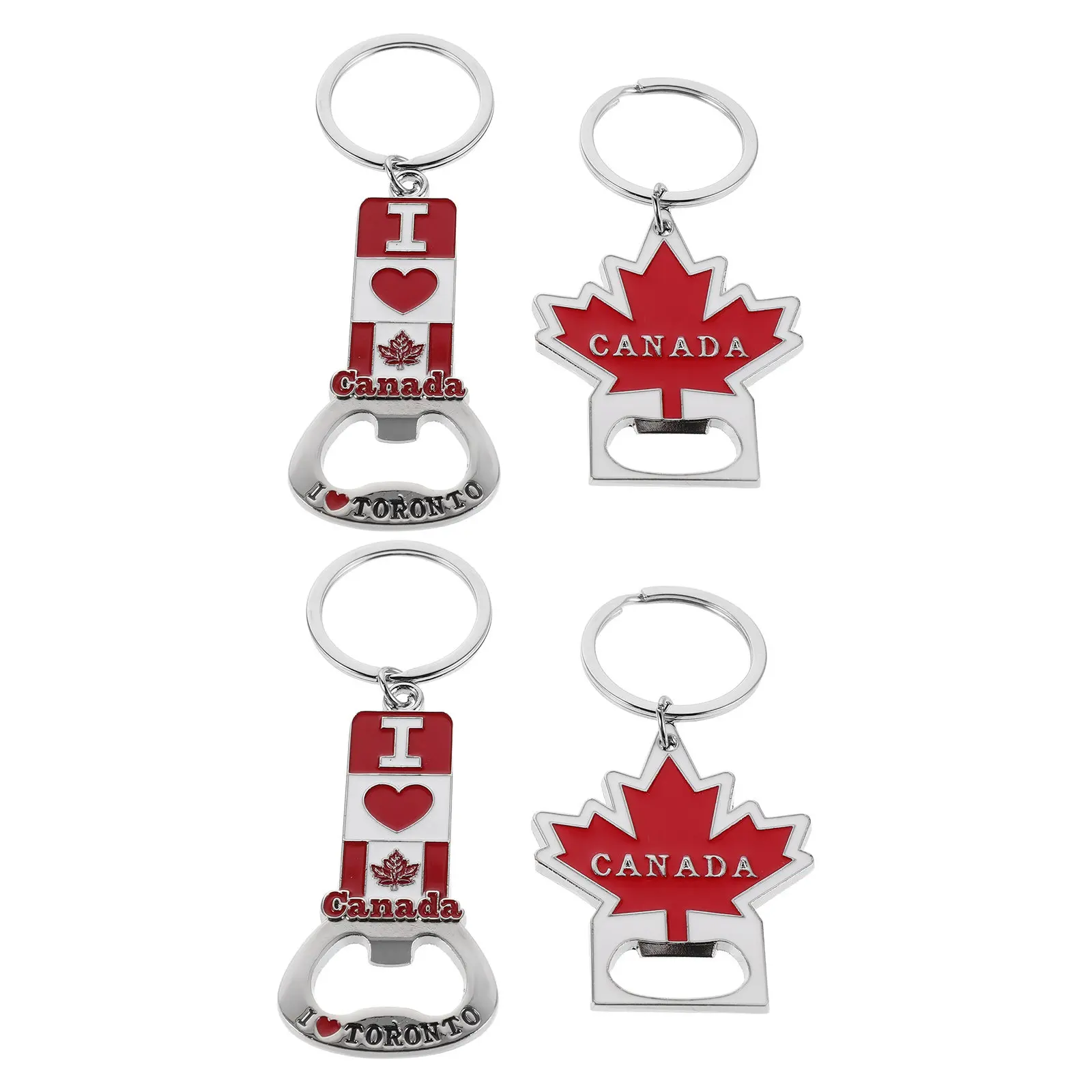 4Pcs Canada Flag Keychain Bottle Opener Metal Maple Leaf Souvenir Travel Party Favors Canadian Canada Flag Keychain Canadian
