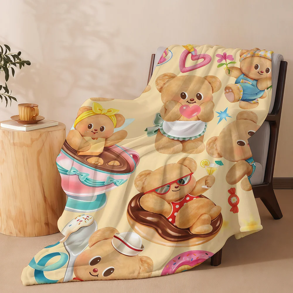 Cartoon B-Butter B-Bear Blanket Soft Warm And Thick Perfect For Bedroom Living Room Bed Sofa Camping Picnic Office Gift
