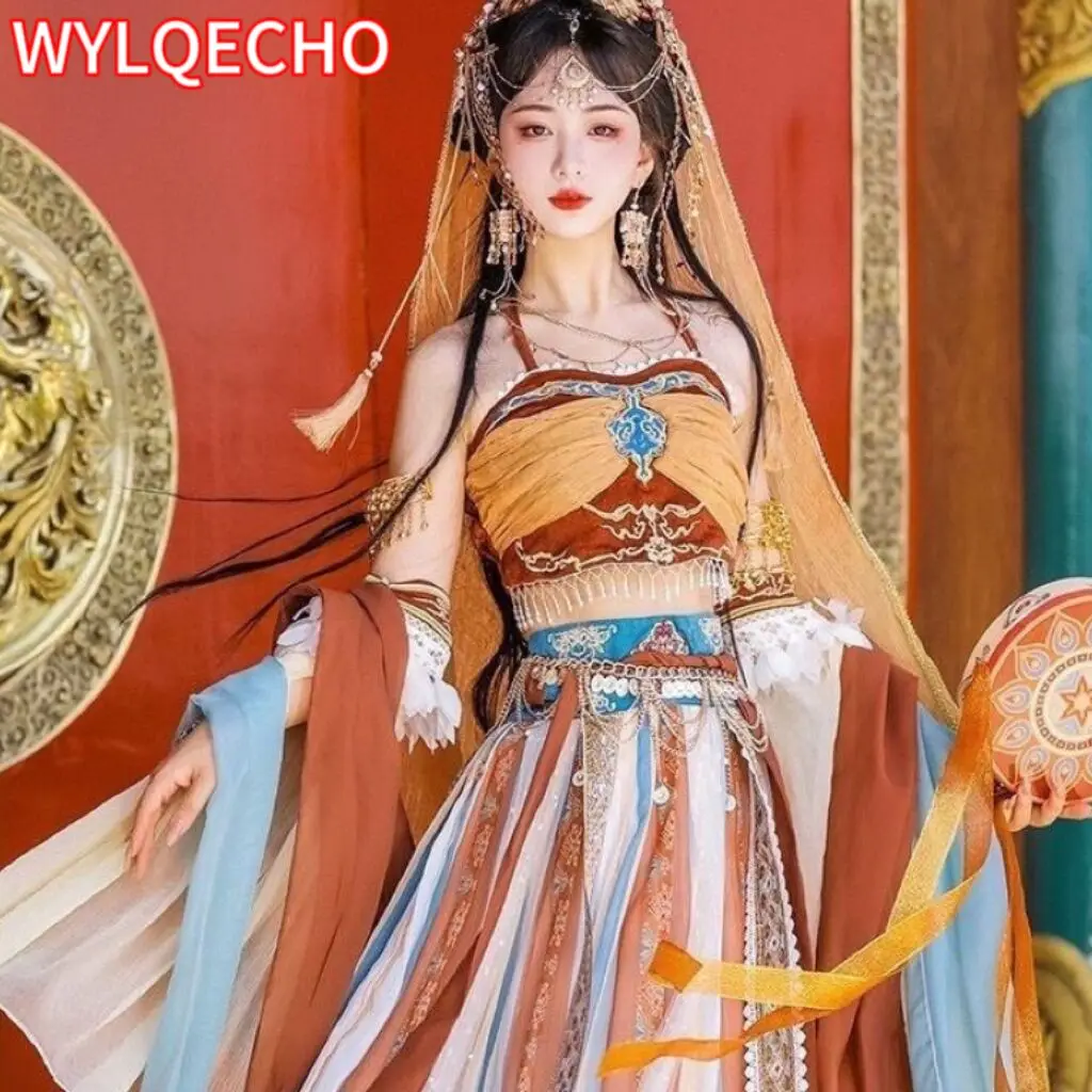 

Chinese Traditional Elegant Hanfu Dress Fairy National Style Folk Dance Dress Women Clothing Cospaly Ancient Princess Hanfu HS45