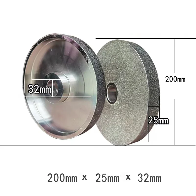 Diamond Grinding Wheel 200mm 8Inch Electroplate Coated Thickness 25mm Hole 32mm For Tungsten Stone Glass Polishing Wheels