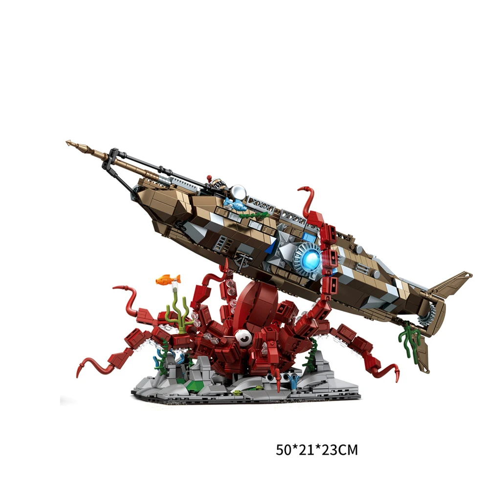 

Idea Movie Scene MOC Building Block Octopus Nautilus Submarine Ww2 Construction Sets Bricks Toy Collection For Kids Gifts