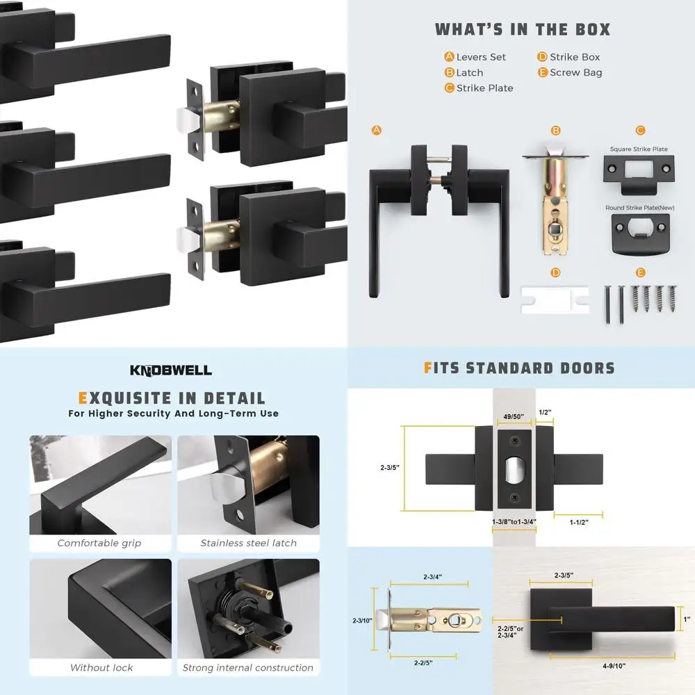 

Heavy Duty Matte Black Interior Door Lever Handle, Passage Hall/Closet, Left or Right Hand, 2.07 lb