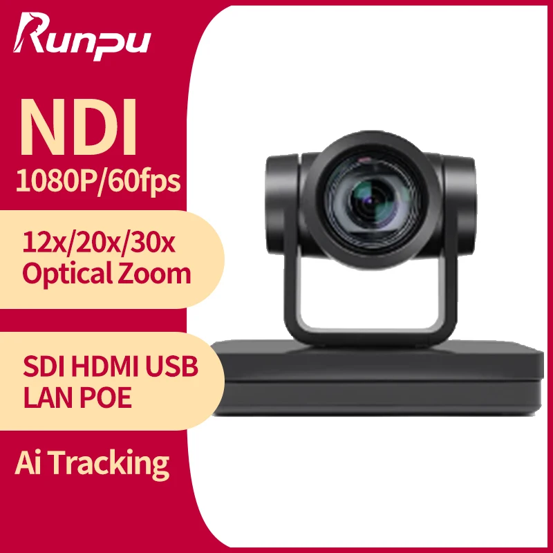 

NDI HX PoE 12 20x Zoom Live Streaming SDI PTZ Camera HDMI USB IP Ai Auto Tracking Ptz Conference Camera for Church Bussiness