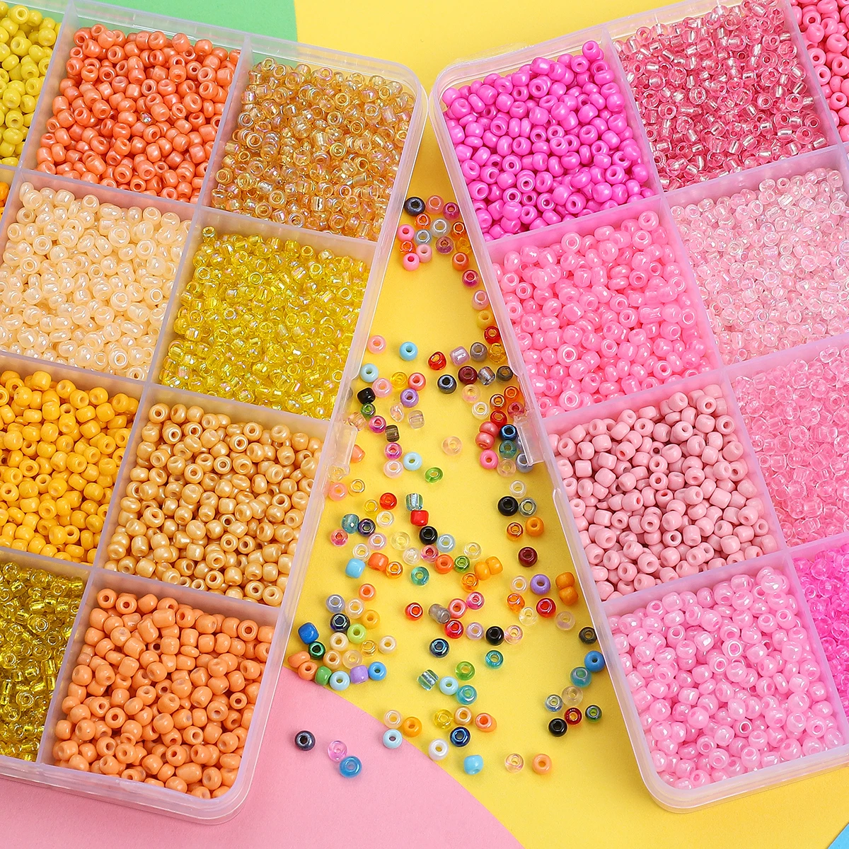 About 6000Pcs12 شبكة الأرز حبة مجموعة صندوق 3 مللي متر ملون فريد فضفاض الخرز اليدوية DIY بها بنفسك صنع المجوهرات أقراط إكسسوارات عقد #5