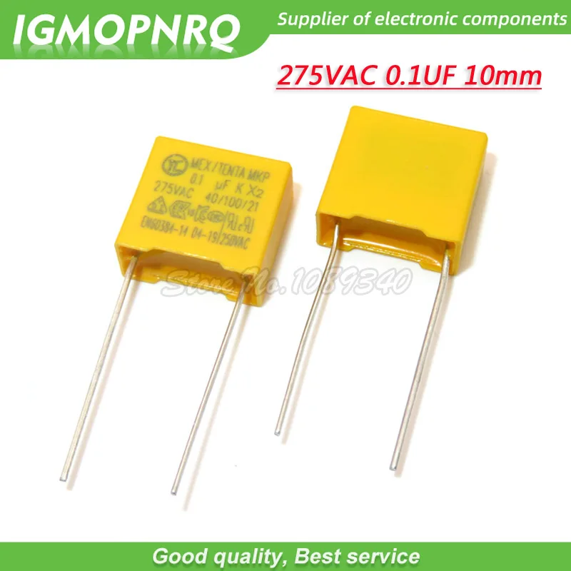 20szt 100nF kondensator X2 kondensator 275VAC Skok 10mm X2 275V Kondensator z folii polipropylenowej 0.1uF