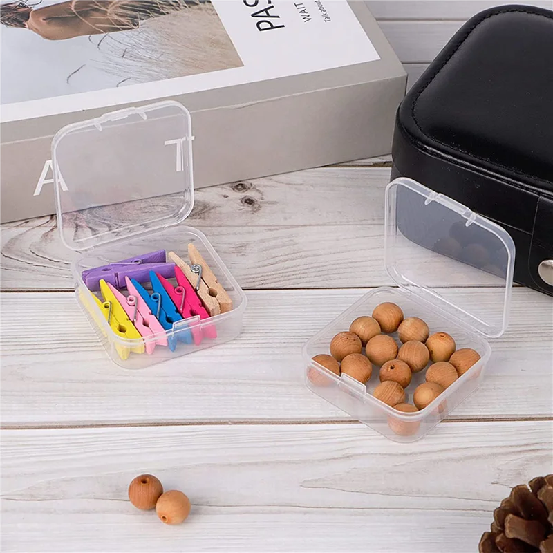 ABRS-Contenitori portaoggetti per perline in plastica trasparente Contenitori portaoggetti con coperchio incernierato Scatola portaoggetti per monete, 8 pezzi