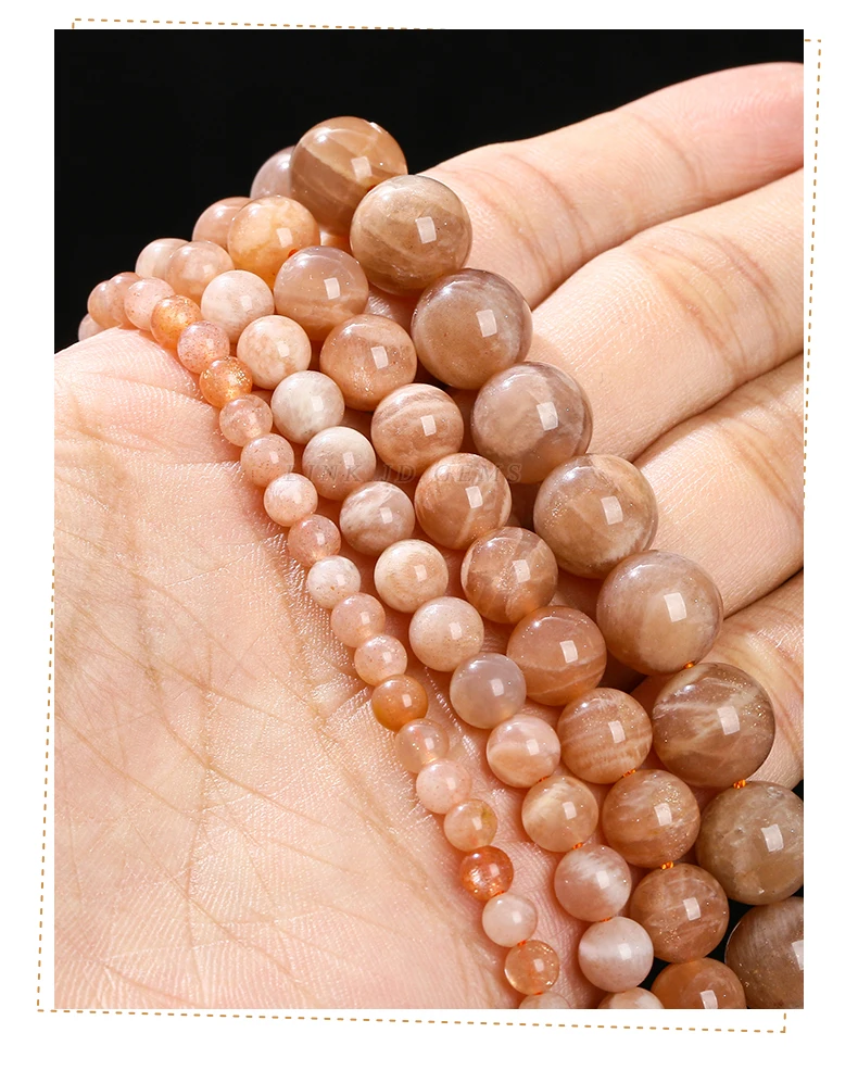 3A-Qualität Natürliche Orange Sonnensteinperle Runde Lose Distanzperle Heilende Edelsteine für Schmuckherstellung DIY Halskette Armband Zubehör – Detail 6