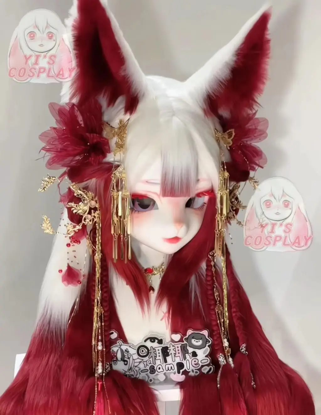 

Yis cosplay Custom Furry head Kigurumi Head Cosplay Kemono Fursuit Handmade Headsets Beast Customized Fursuit Kemono Head