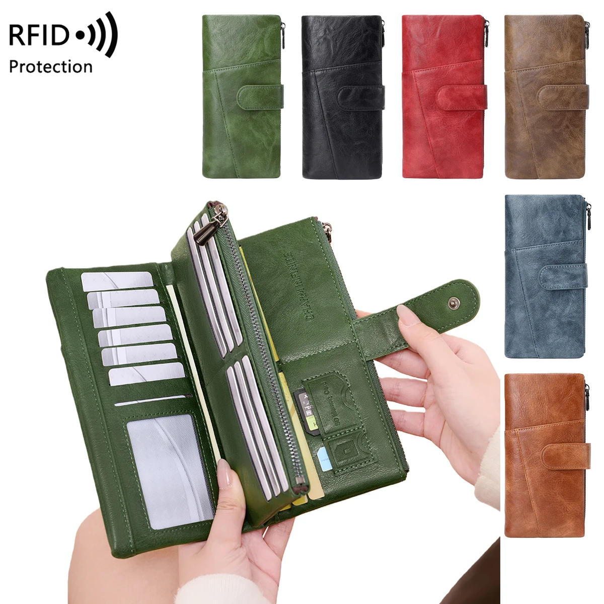 

Новый женский кошелек с блокировкой RFID, многофункциональный длинный кошелек-клатч большой емкости, скидка на третье этаж