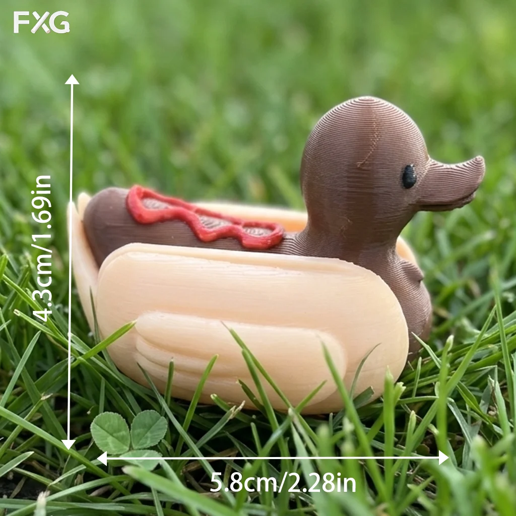 Hot Dog Duck Decorative Ornament, Collectible Figurine, Home Room Shelf Decor Accent, Desk Tabletop Decoration view 2
