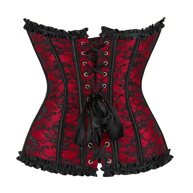 Corset Top Bustier Sexy Women Plus Size Overbust Corselet Blouse Lace-up Floral Gothic Brocade Vintage Fashion Medieval