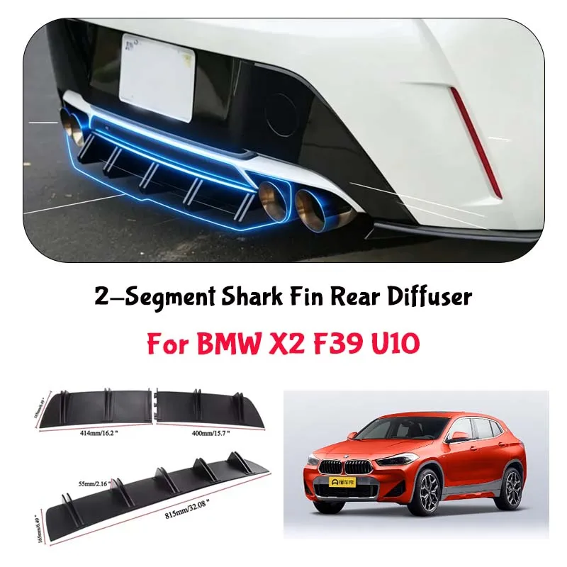 For BMW X2 F39 U10 Shark Fin Rear Diffuser Split Chassis Spoiler Auto Aerodynamic Parts Aerodynamic Modification