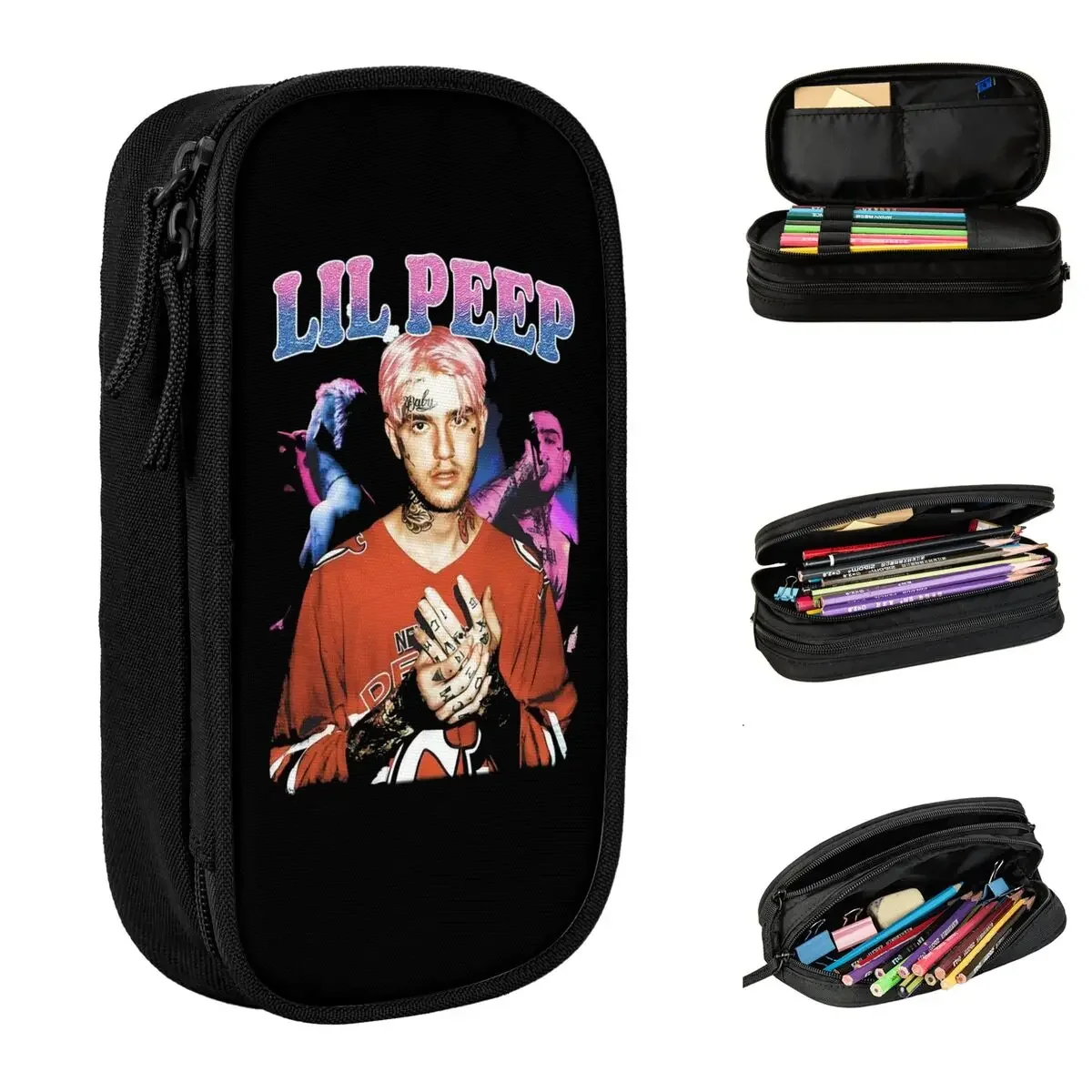 Lil Peep 90s Rapper Pencil Case Pencilcases Pen Kids Large Storage Bag Students School Gifts Stationery