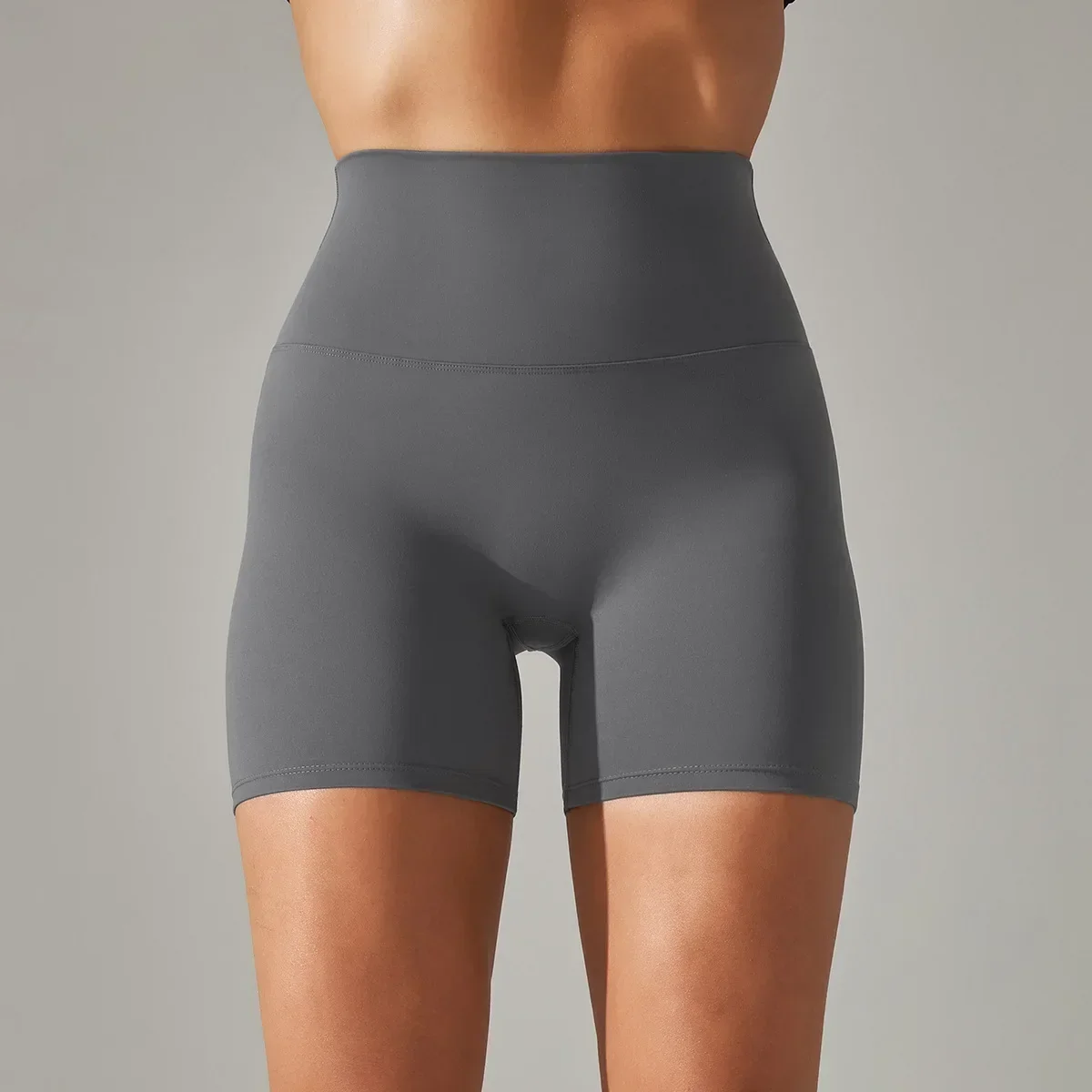 Nuevo estilo de pantalones cortos de Yoga para Fitness desnudos cepillados para mujer, pantalones de tres cuartos ajustados de cintura alta con cadera melocotón, correr ajustado