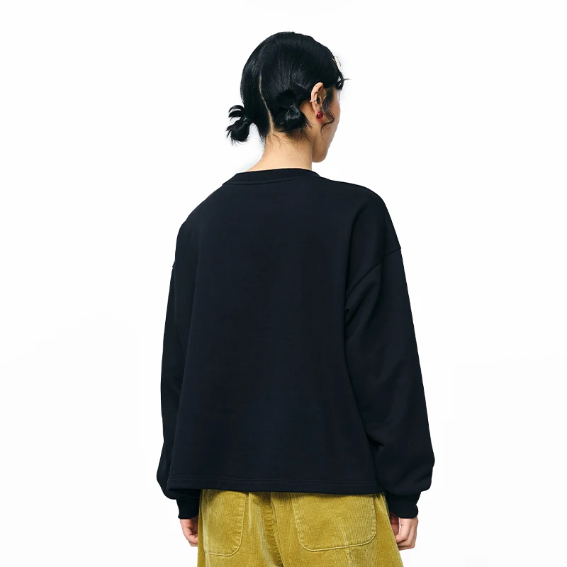 MOVEUP Long Sleeved Round Neck Sweatshirt Autumn Fun Animal Plant Embroidery Drop Sleeves Design Pullover For Women 3EWQ11497