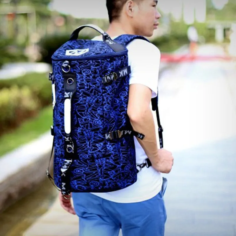 Korean Printing Backpack Mens Multiple Back Method Casual Canvas  Capacity Bucket Bags Travel