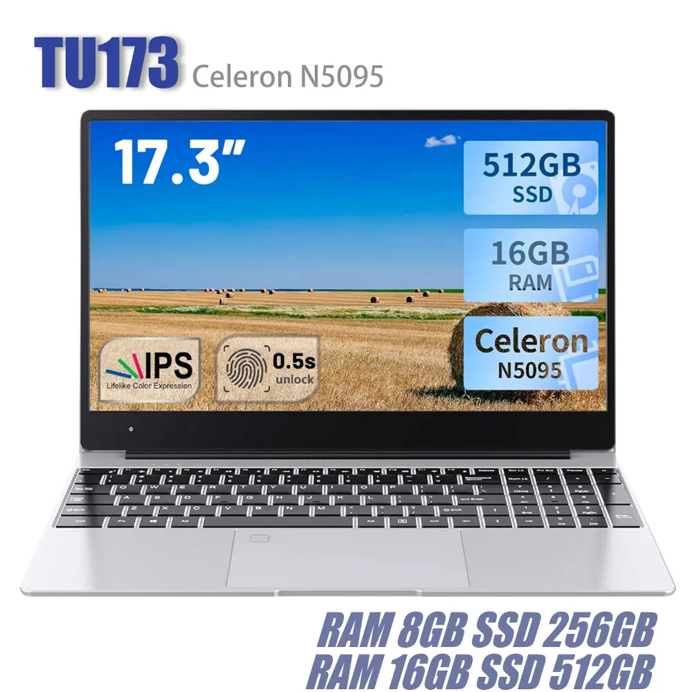 

17,3 дюймовый ноутбук natebook Celeron N5095 8 ГБ 16 ГБ ОЗУ DDR4 256 ГБ 512 ГБ SSD 1600*900 офисный домашний игровой компьютер ПК