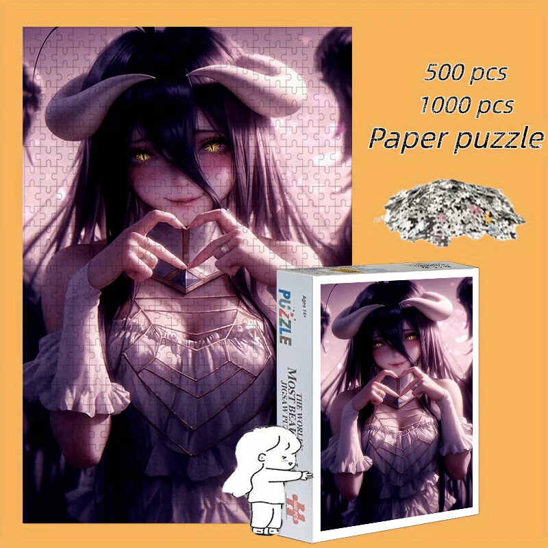 

1Set(1000pcs)/1Set(500pcs) DIY Paper Puzzle (Cute Demon Girl Love Gesture Gentle and Beautiful), Educational Game, Puzzle Game