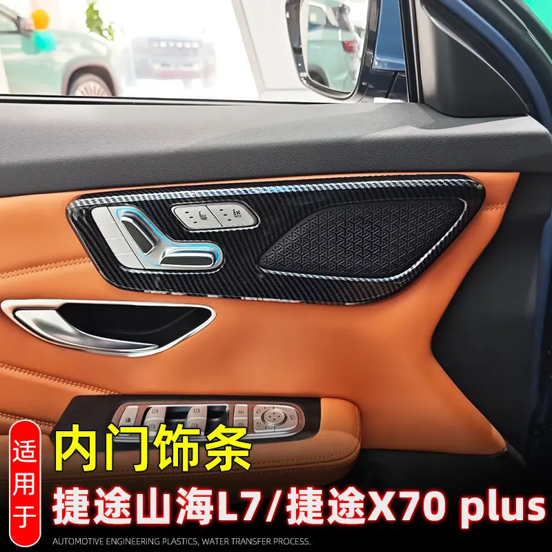 

Для Jetour x70 plus 2025 2026, углеродное волокно, ABS, внутренняя дверная ручка автомобиля, чаша, рамка, внутренняя отделка, автоаксессуары