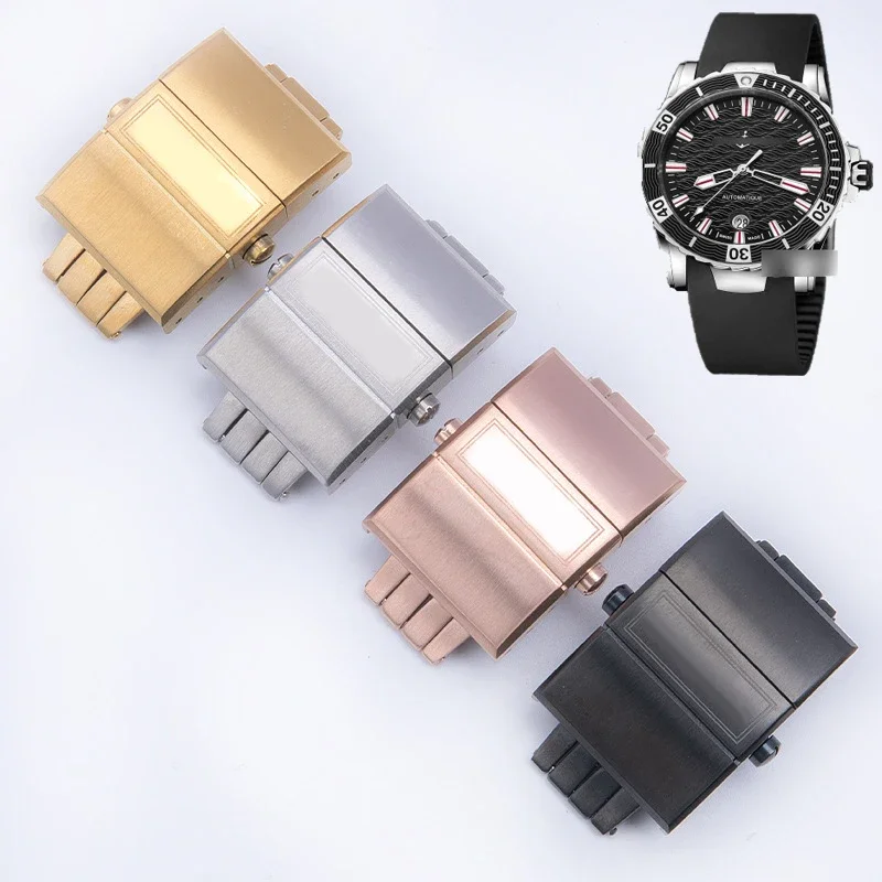 إكسسوارات الساعة مشبك لـ Ulysse Nardin Athens مشبك حزام مطاطي مشبك فراشة من الفولاذ المقاوم للصدأ 20 مم #1