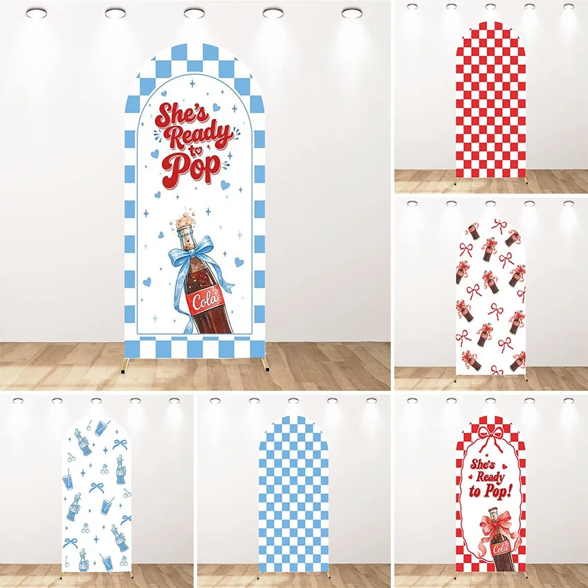 Mehofond Personalizado: Fondo Decorativo para Arco con Diseño Retro de Refresco Rojo Coquette, Ideal para Fiestas de Cumpleaños y Baby Showers