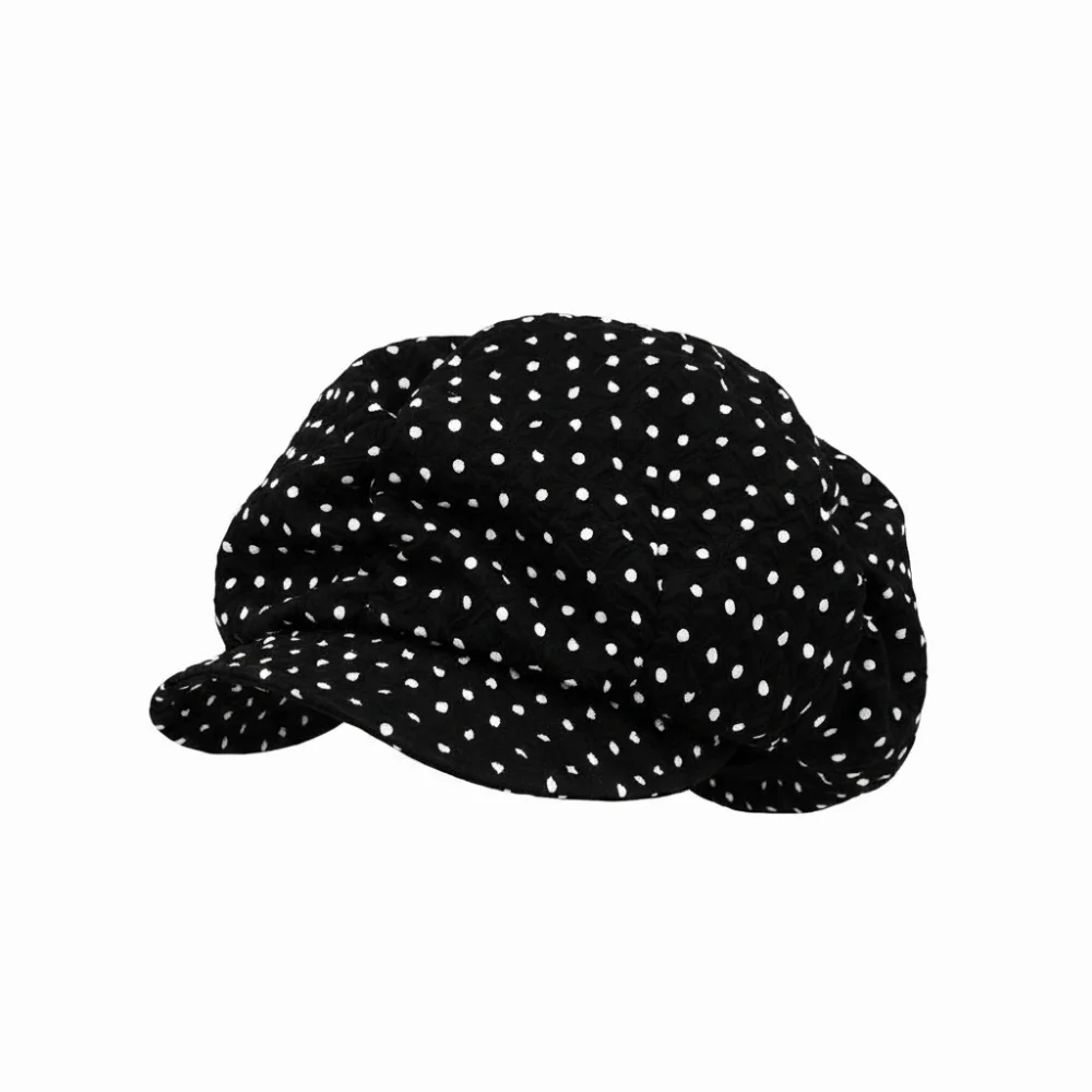 Trendy Versatile Oversized Cloud Hat Korean Style Polka Dot Print Octagonal Hat Breathable Beret for Women