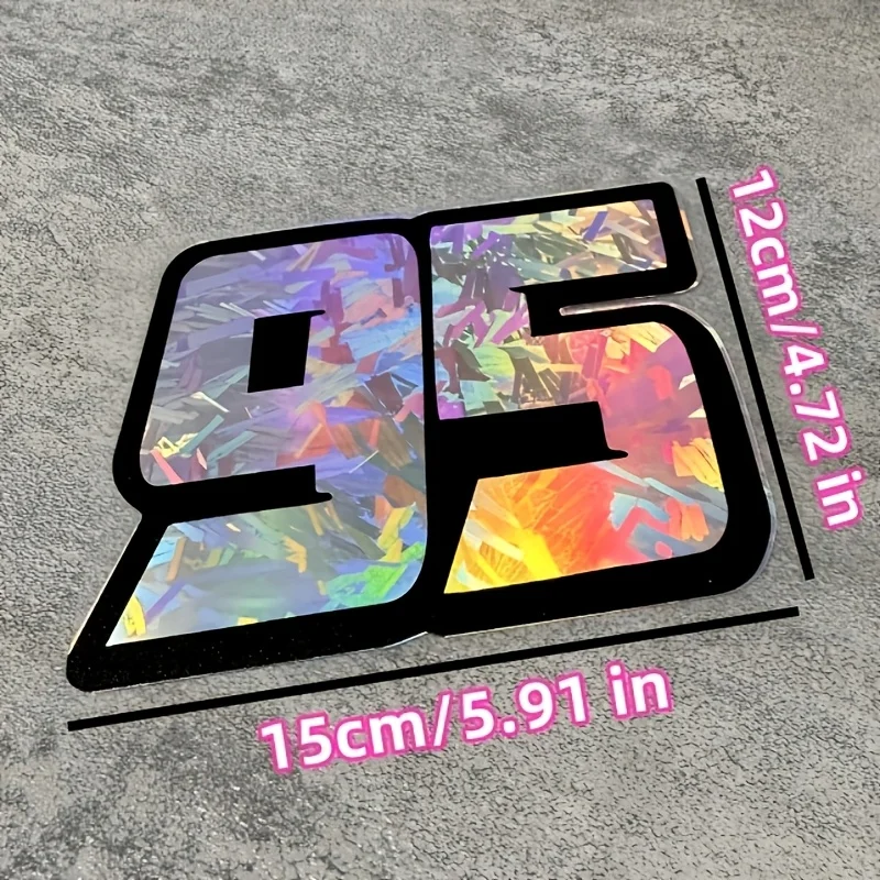One Pc Racer 95 Number Car Decal Cool Flower Carbon Laser Effect Design Suitable for Car Bodywork Scratch Masking