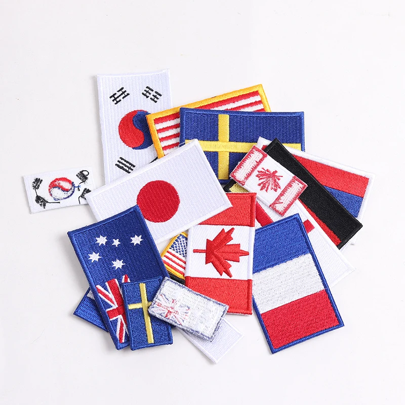 Countries Country Flag Patch Stripes Embroidered Russia UK France EU Netherlands South KoreaFlag Patches Applique stripe Badge