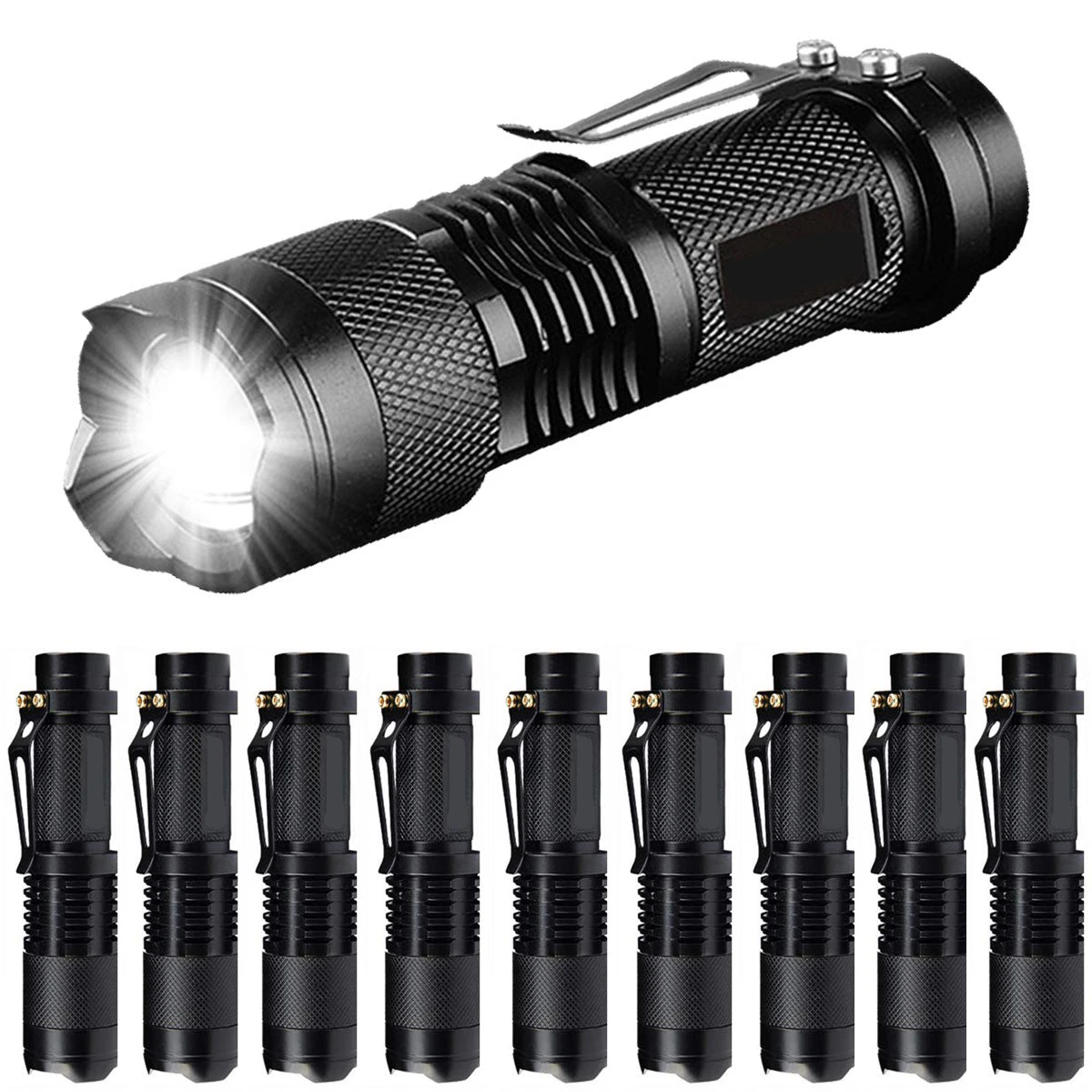 ZK30 Powerful Tactical Mini SK68 3 Modes Handheld LED Flashlight Torch 7w 300lm Adjustable Focus Zoomable Light