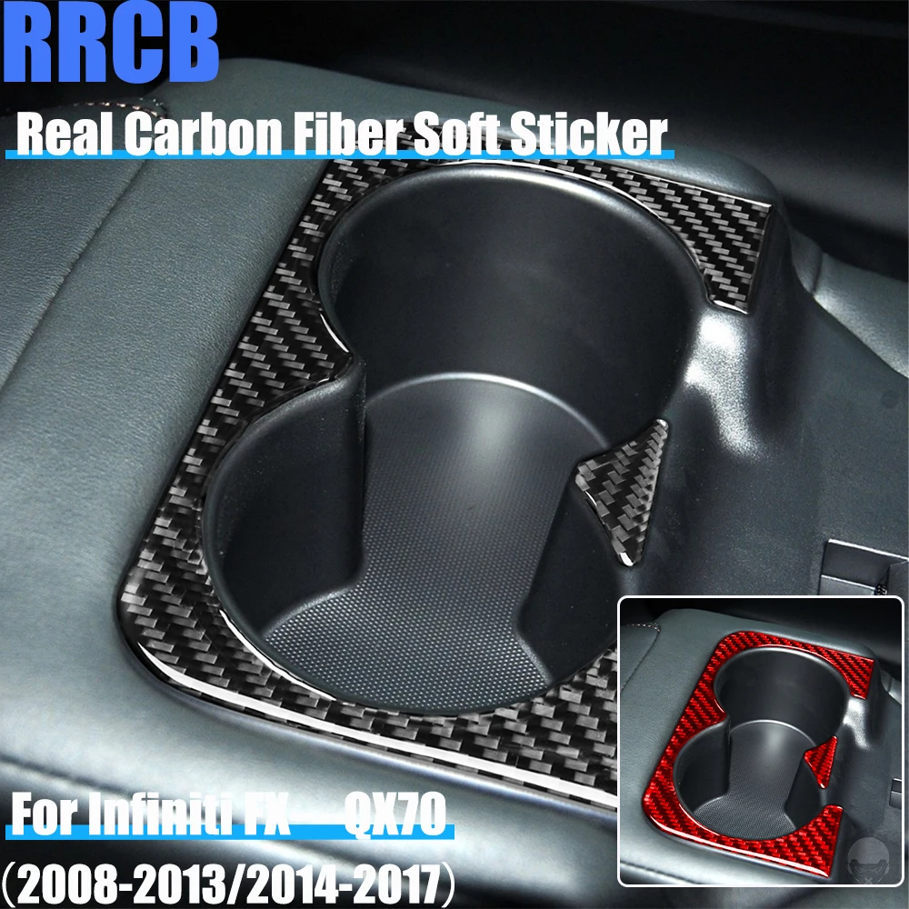 

Real Carbon Fiber Car Accessories Rear Cup Holder Trim Cover Soft Sticker For Infiniti FX35 FX37 FX50 2008-2013 QX70 2014-2017
