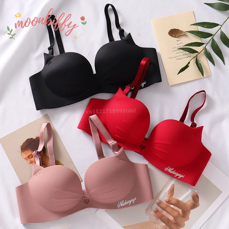 Soutien-gorge push-up confortable sans couture pour femme, dos nu, sans fil, sans anneau en acier, lingerie réglable, soutiens-gorge à sangle initiée