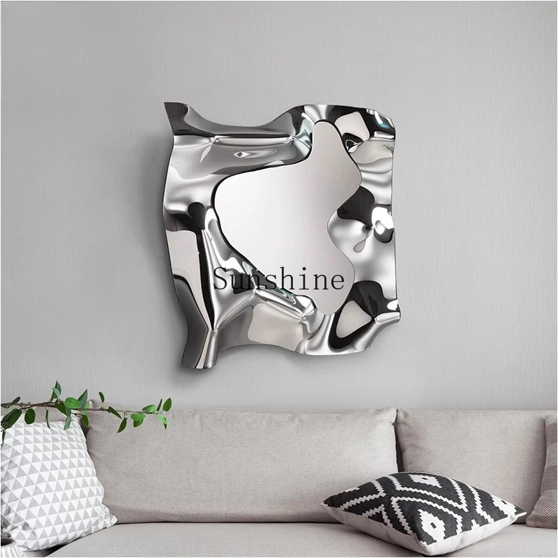 

Nordic simple fashion light luxury metal stainless steel wall decoration fitting mirror