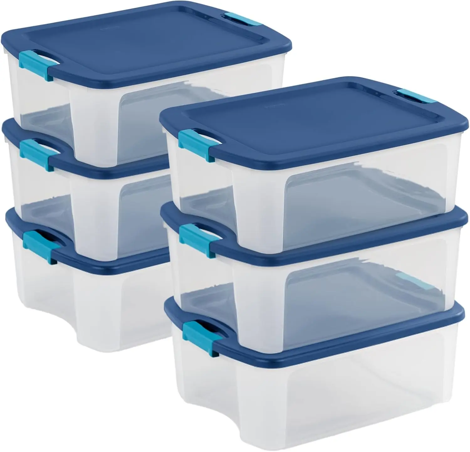 

6-Pack Clear Plastic Storage Bins with Latching Lids and Handles, 12 Gallon Capacity for Secure Organization