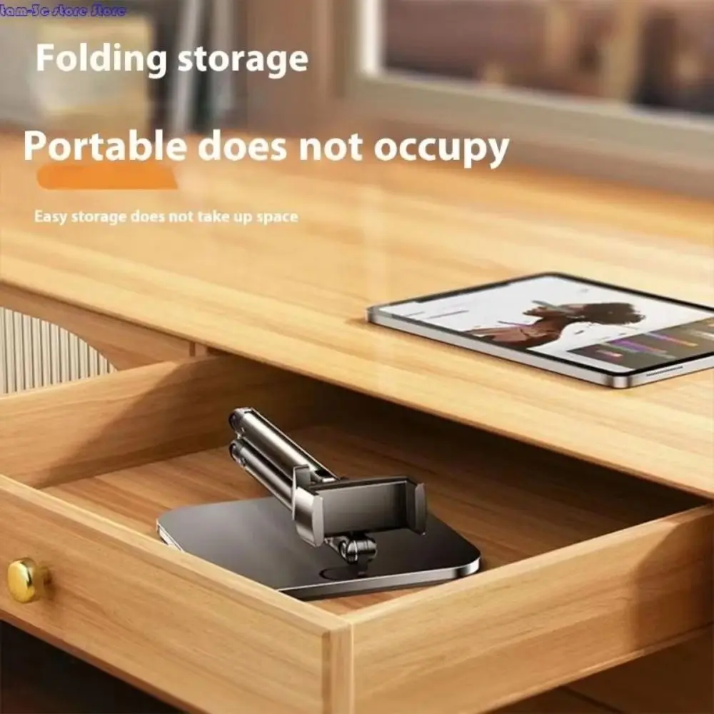 Height Adjustable Desktop Phone Tablet Holder Multi-Angle Clip Mount Folding Tablet Stand Non-slip 360 Rotating