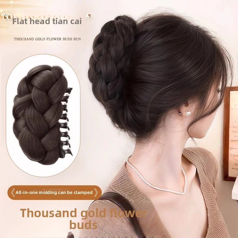 Bun Grip Gold Bud Synthetic Wig Twist Hair Bag Updo Texture Feeling Back Head Flat Head Hair Increasing Artifact