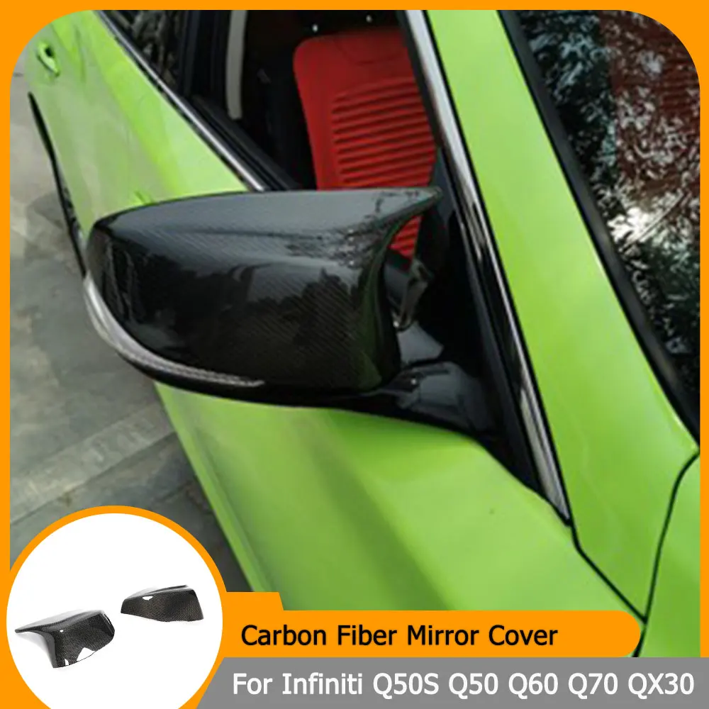 

Carbon Fiber Side Rear View Mirror Covers Caps for Infiniti Q50S Q50 Q60 Q70 QX30 2014-2020 Car Side Mirror Covers Caps ABS