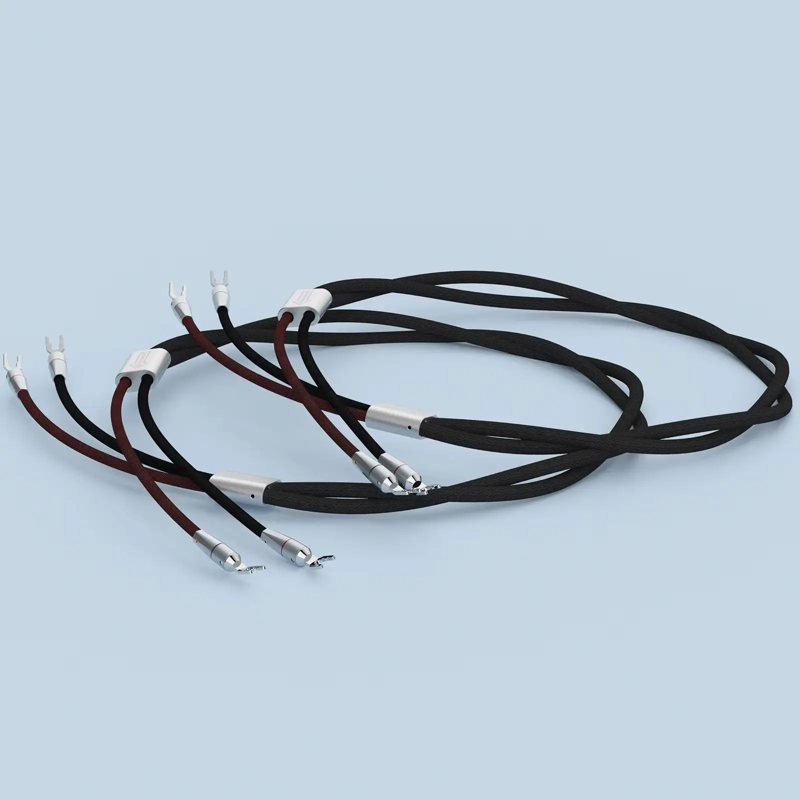 

Monosaudio Audiophile Speaker Cable OCC Copper Silver Plated With Y Spade Plugs Nylon Braid Speaker Wire For Subwoofer Loudspea