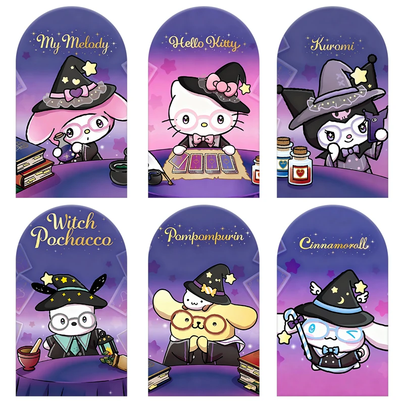 

Персонажи Sanrio, волшебная тема ведьмы, арка, фон, загадочная праздничная сцена для детей, декор для фотобудки на день рождения, детский душ