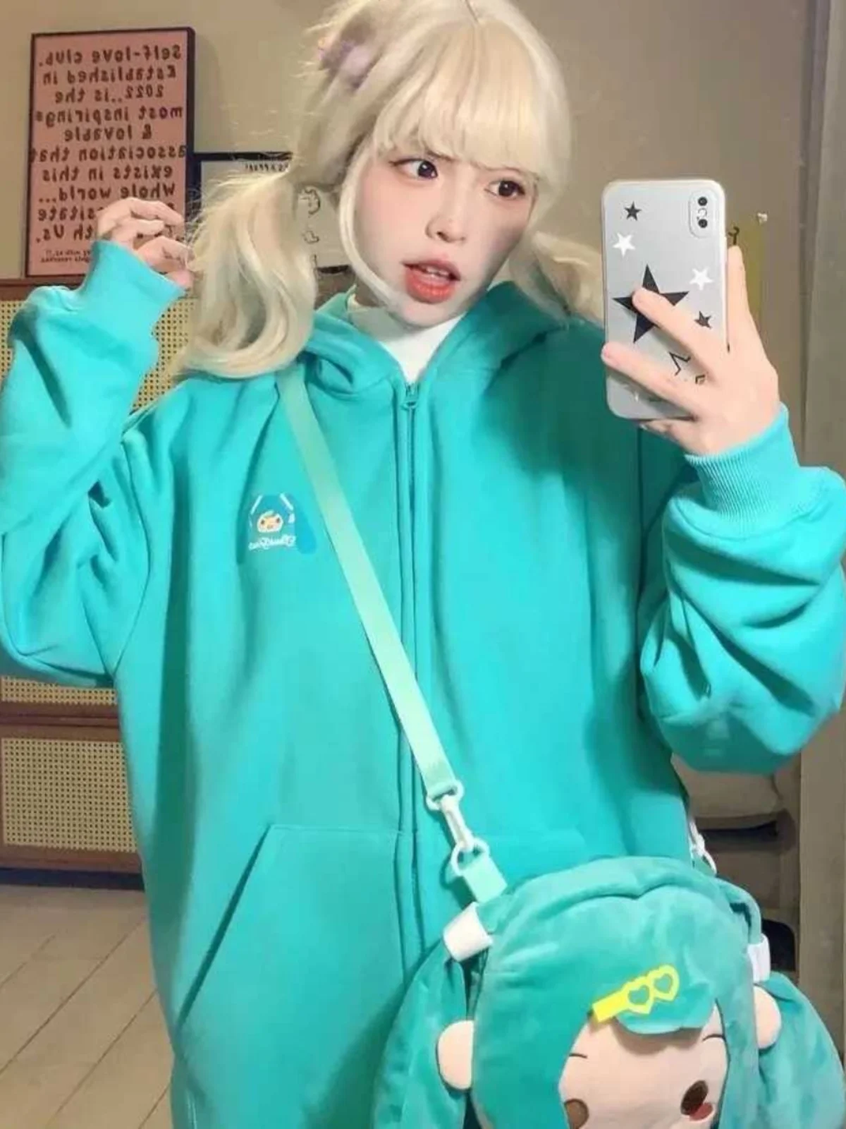 

Women's Long Sve Hoodie with Rabbit Ears Y2K Millennium een Cute Open Cardigan Outerwear for Anime Cons