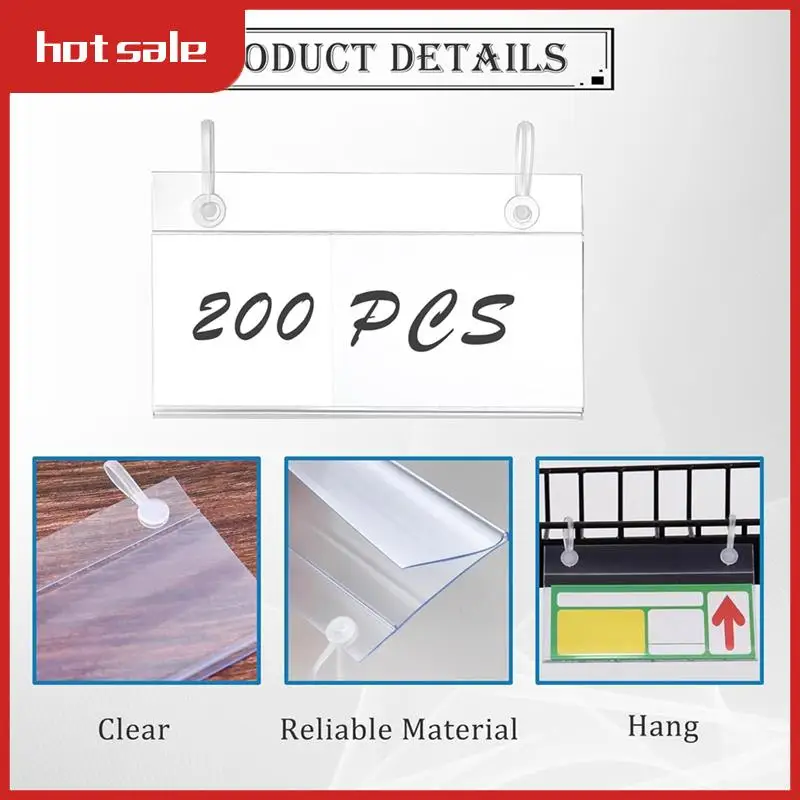 

A52I-200PCS Wire Shelf Label Holders,4Inch X 2.3Inch Clear Price Tag Holder For Wire Plastic Shelving