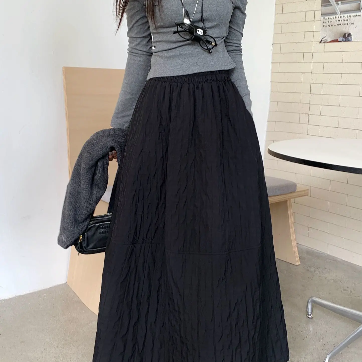 Vintage dreidimensionaler Blumenknospen-Halbrock für Damen, Herbst 2022, neuer, hoch taillierter, schlankmachender, bauschiger, mittellanger Rock