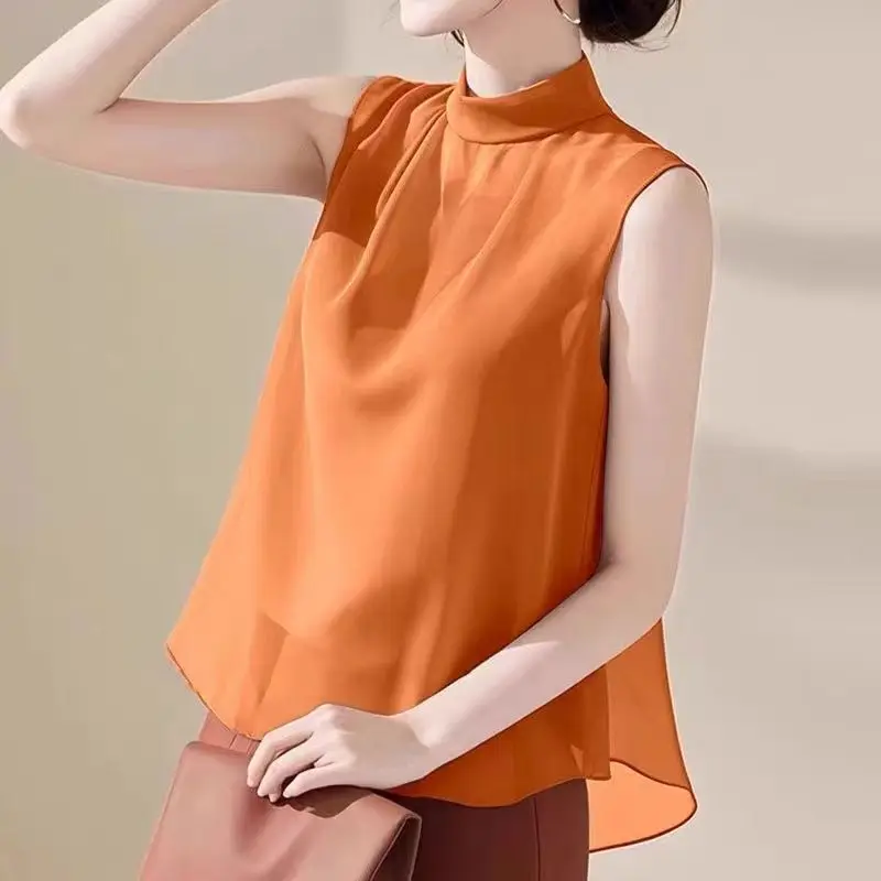 

Sleeveless Blouse Women Fashion Loose Office Shirt Plus Size Summer Korean Tops 2024