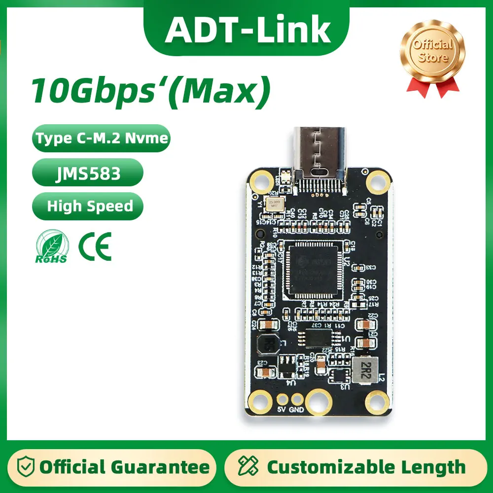 JMS583 PCBA USB Type-C to M.2 NVMe SSD Adapter 10Gbps USB3.2 Gen2 Mobile Hard Disk Box Interposer Board