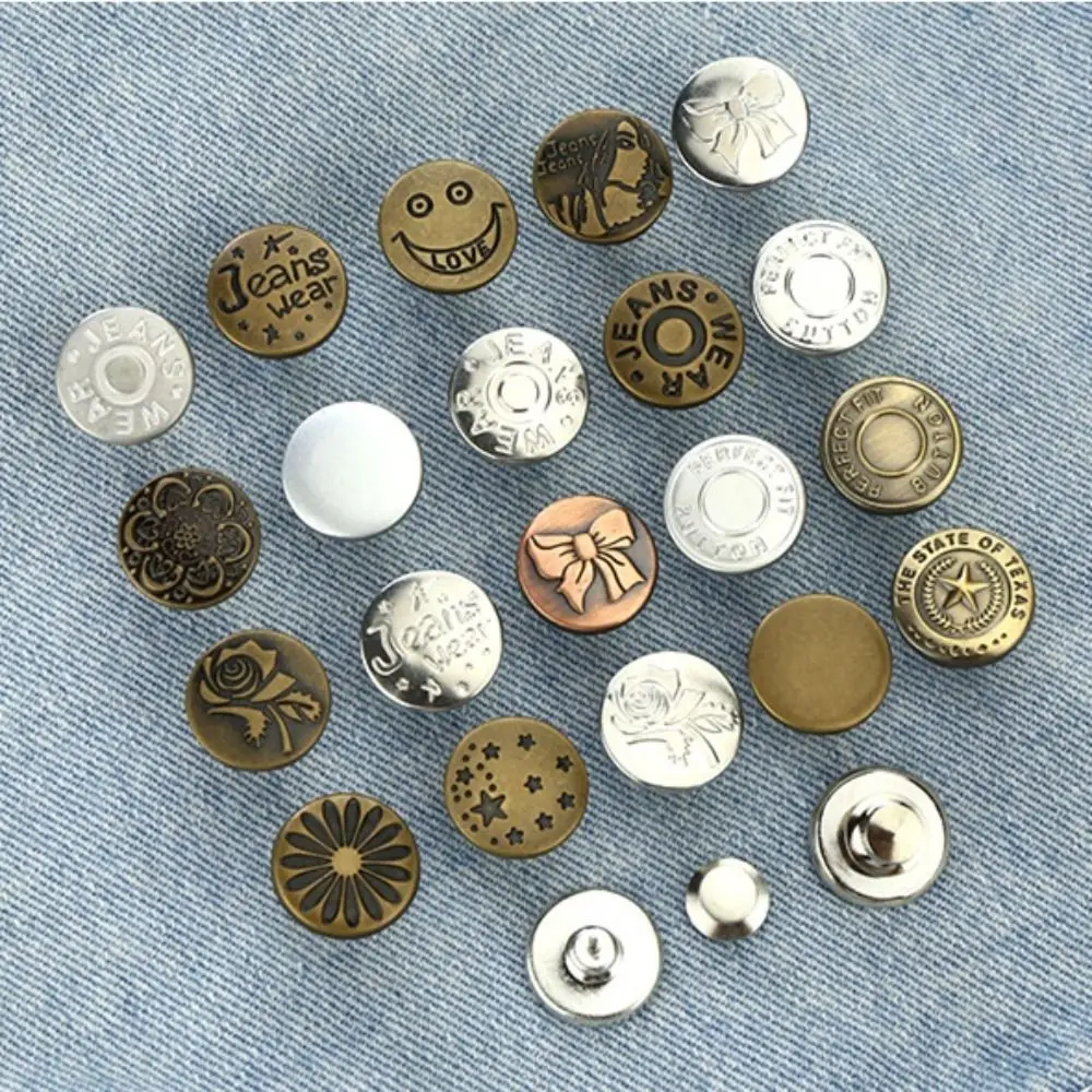 5pcs Detachable Jeans Buttons Waist Adjust Replacement No-Sewing Metal Button Nail-Free Button DIY Adjust Universal Buckle