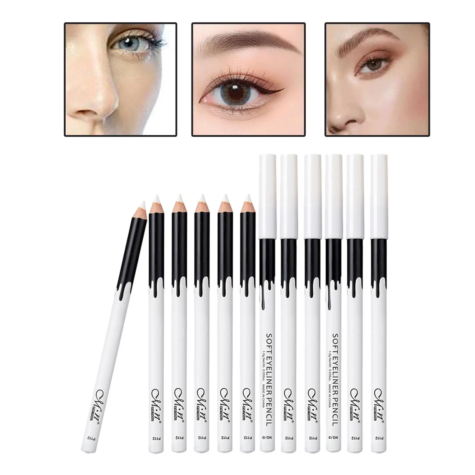 12 Pieces Waterproof Highlight Eyeshadow Eyeliner Pencil Makeup Stick White